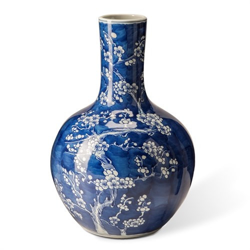 Vaas bloesem blauw S
